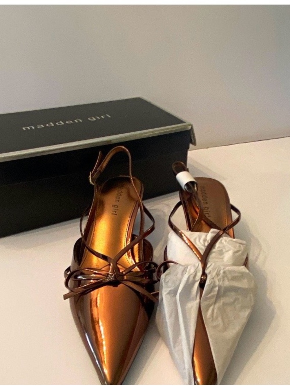 Madden Girl Copper Metallic Pointed Slingback Flats
